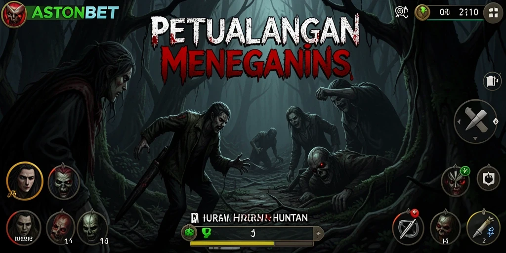 Screenshot menampilkan gameplay menegangkan di hutan horor.