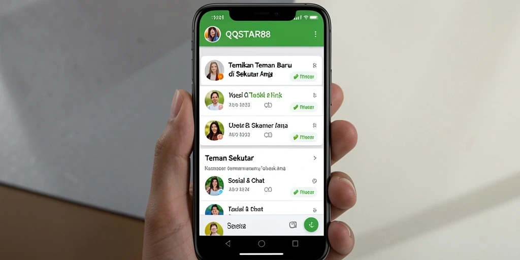 Antarmuka intuitif QQSTAR88 untuk mencari teman baru.