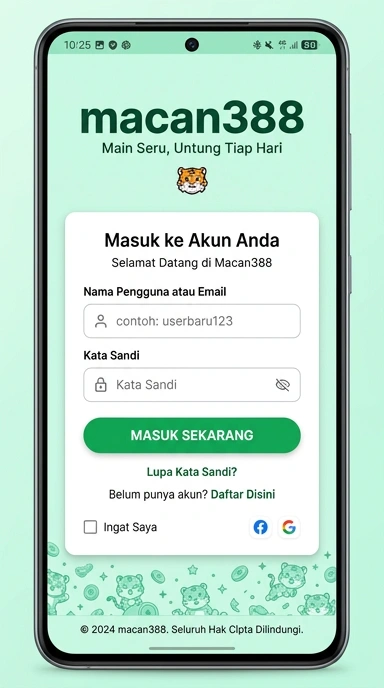 Tampilan halaman login macan388